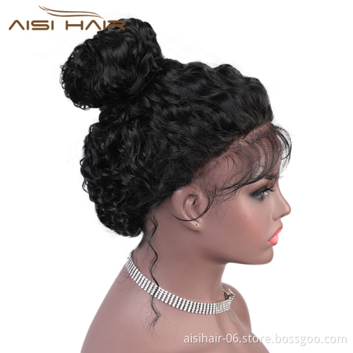 Wholesale Afro Kinky Deep Wave Natural Black Wig Curly Wave Long Lace Front Wig  Wigs For Black Women